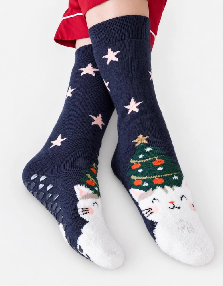 Totes Toasties SINGLE ORIGINAL SLIPPER SOCKS Womens Slipper Socks Cat