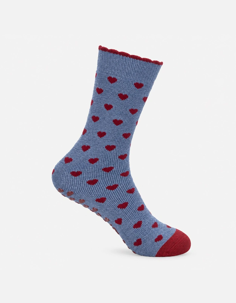 Totes Toasties ORIGINAL SLIPPER SOCKS (TWIN PACK) Womens Slipper Socks Heart Fairisle