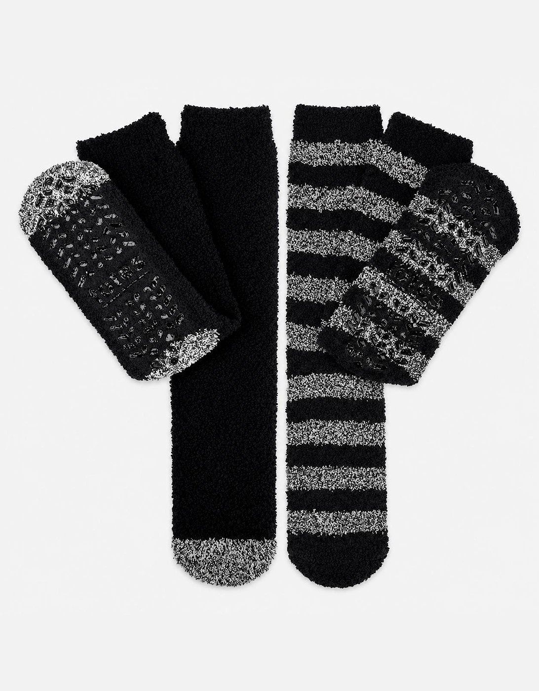 Totes Toasties SUPERSOFT TWIN PACK SLIPPER SOCKS Mens Slipper Socks Black / Grey