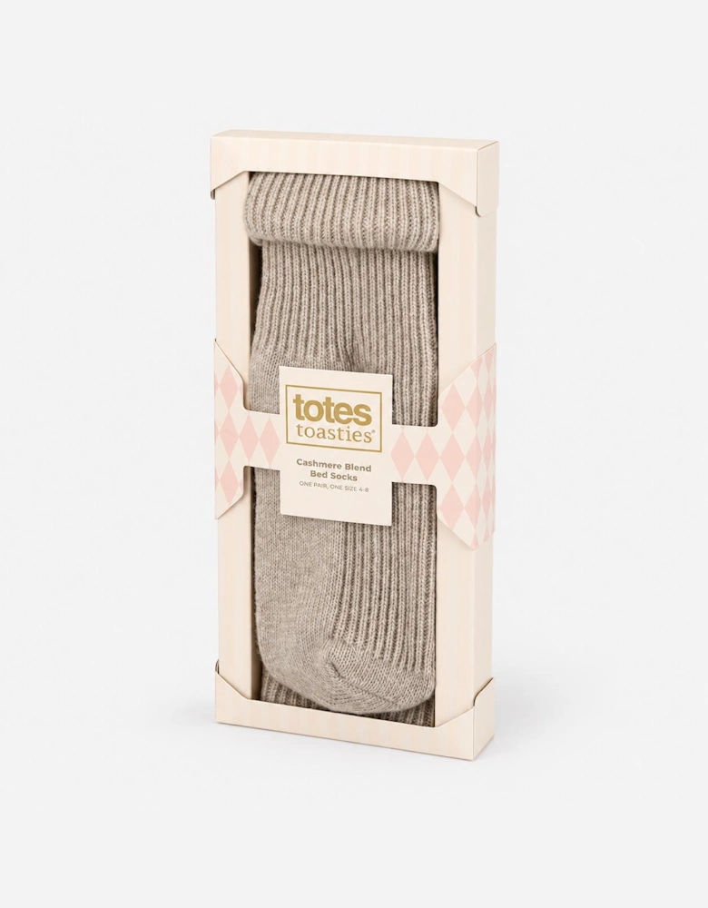 Totes Toasties 1PP CASHMERE TURN OVER TOP SOCKS Womens Ankle Socks Oat