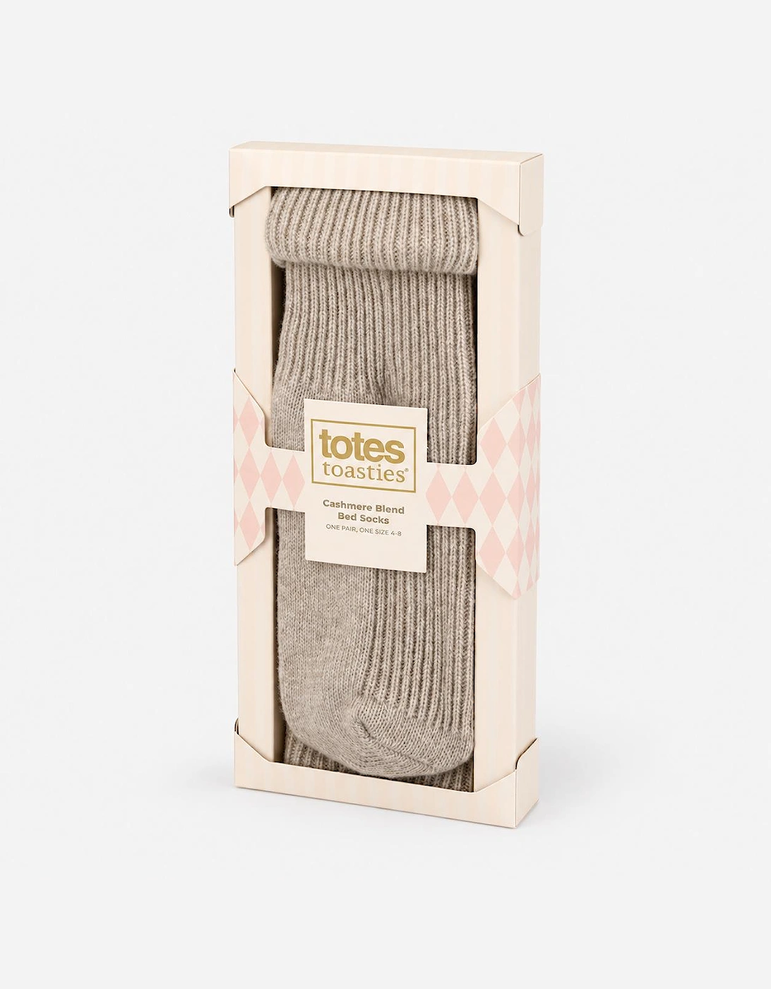 Totes Toasties 1PP CASHMERE TURN OVER TOP SOCKS Womens Ankle Socks Oat