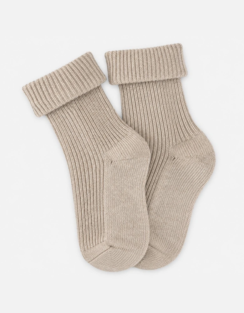 Totes Toasties 1PP CASHMERE TURN OVER TOP SOCKS Womens Ankle Socks Oat