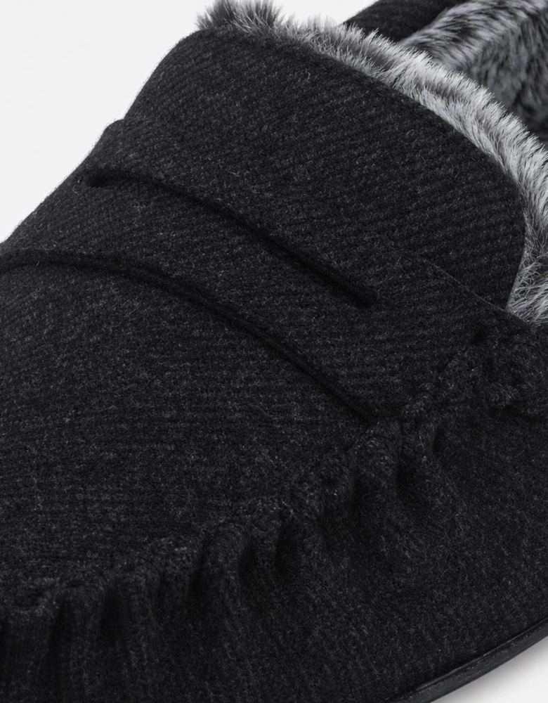 Totes Toasties SOFT HERRINGBONE MOCCASIN SLIPPER Mens Moccasins Charcoal