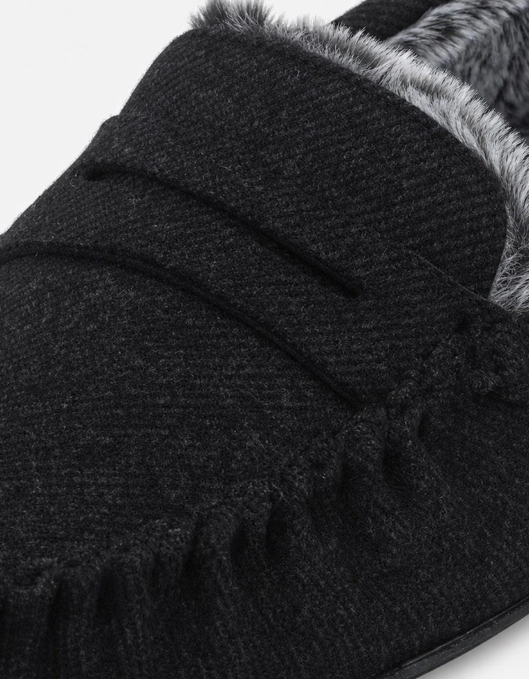 Totes Toasties SOFT HERRINGBONE MOCCASIN SLIPPER Mens Moccasins Charcoal