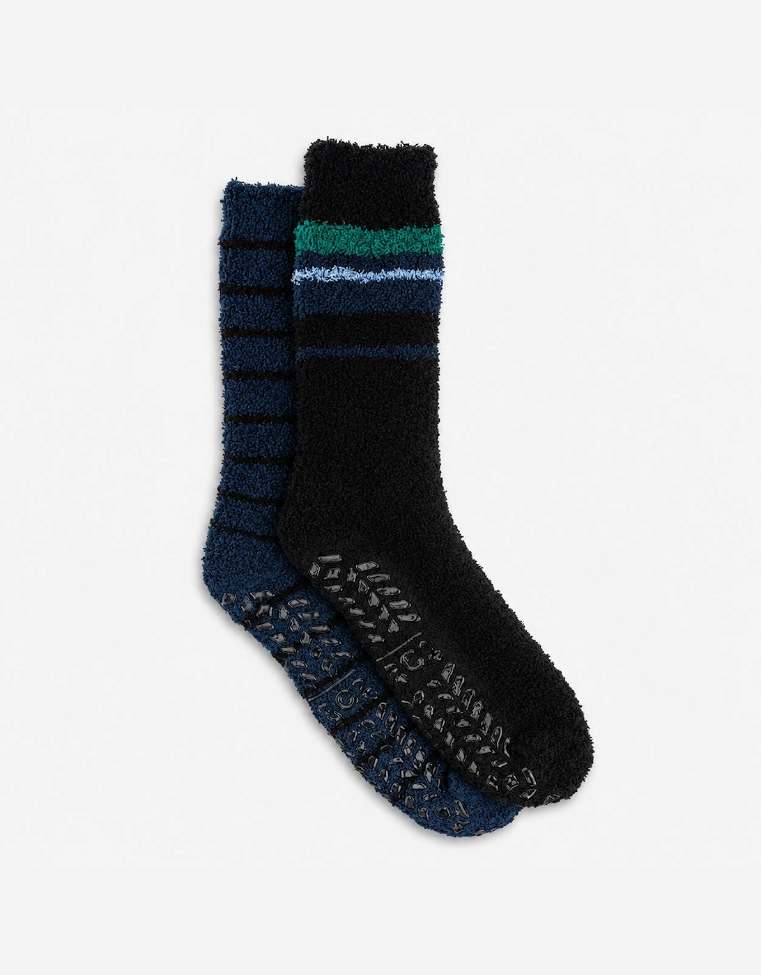 Totes Toasties SUPERSOFT TWIN PACK SLIPPER SOCKS Mens Slipper Socks Blue / Teal Mix