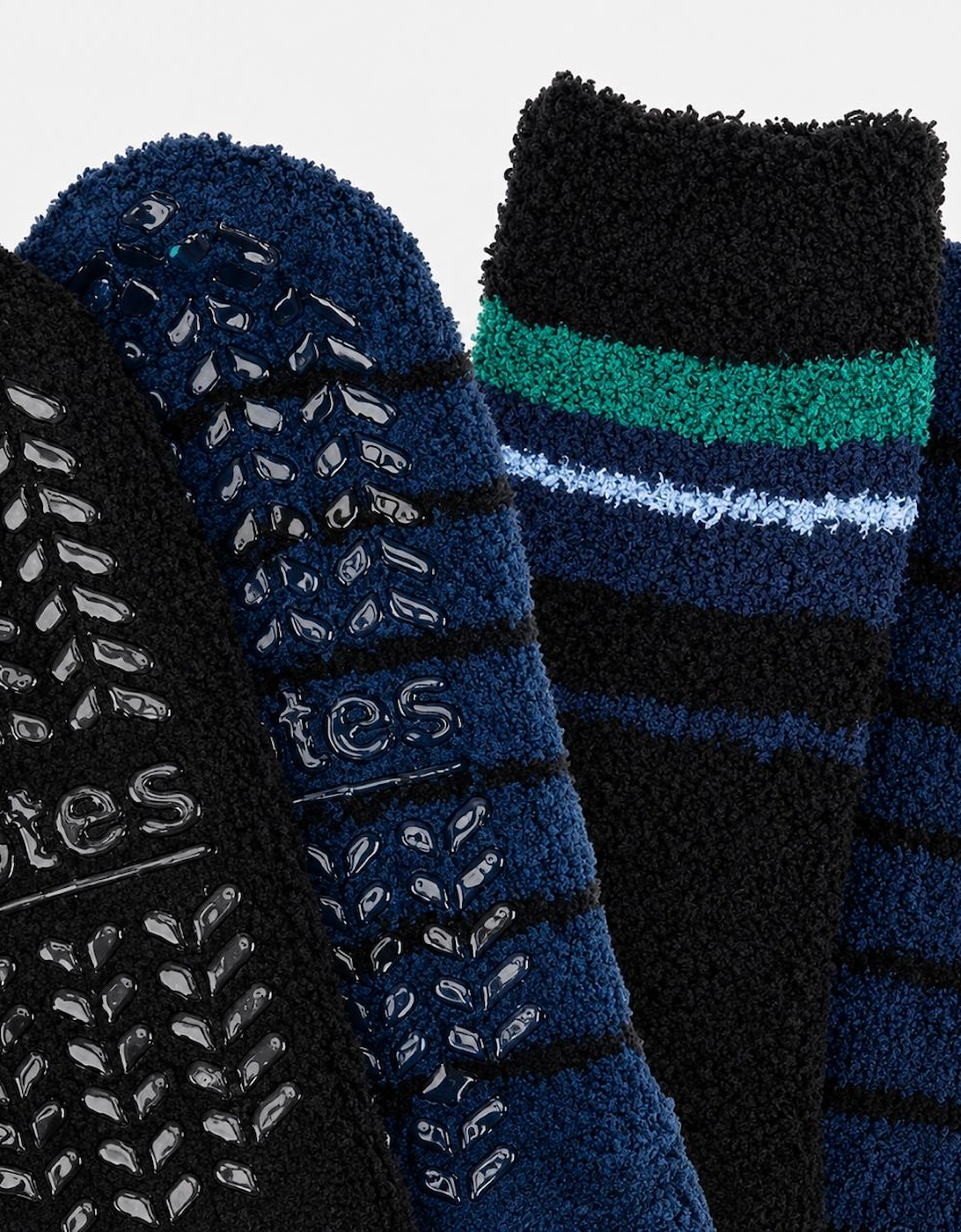 Totes Toasties SUPERSOFT TWIN PACK SLIPPER SOCKS Mens Slipper Socks Blue / Teal Mix