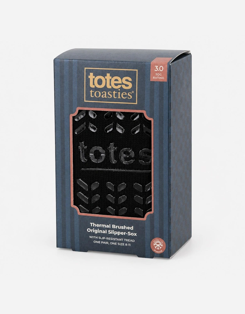Totes Toasties THERMAL BRUSHED ORIGINAL SLIPPER SOCKS Mens Slipper Socks Black