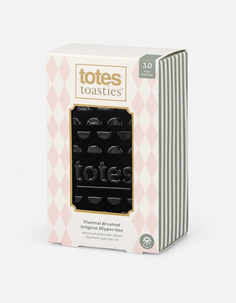 Totes Toasties THERMAL BRUSHED ORIGINAL SLIPPER SOCKS Womens Slipper Socks Black