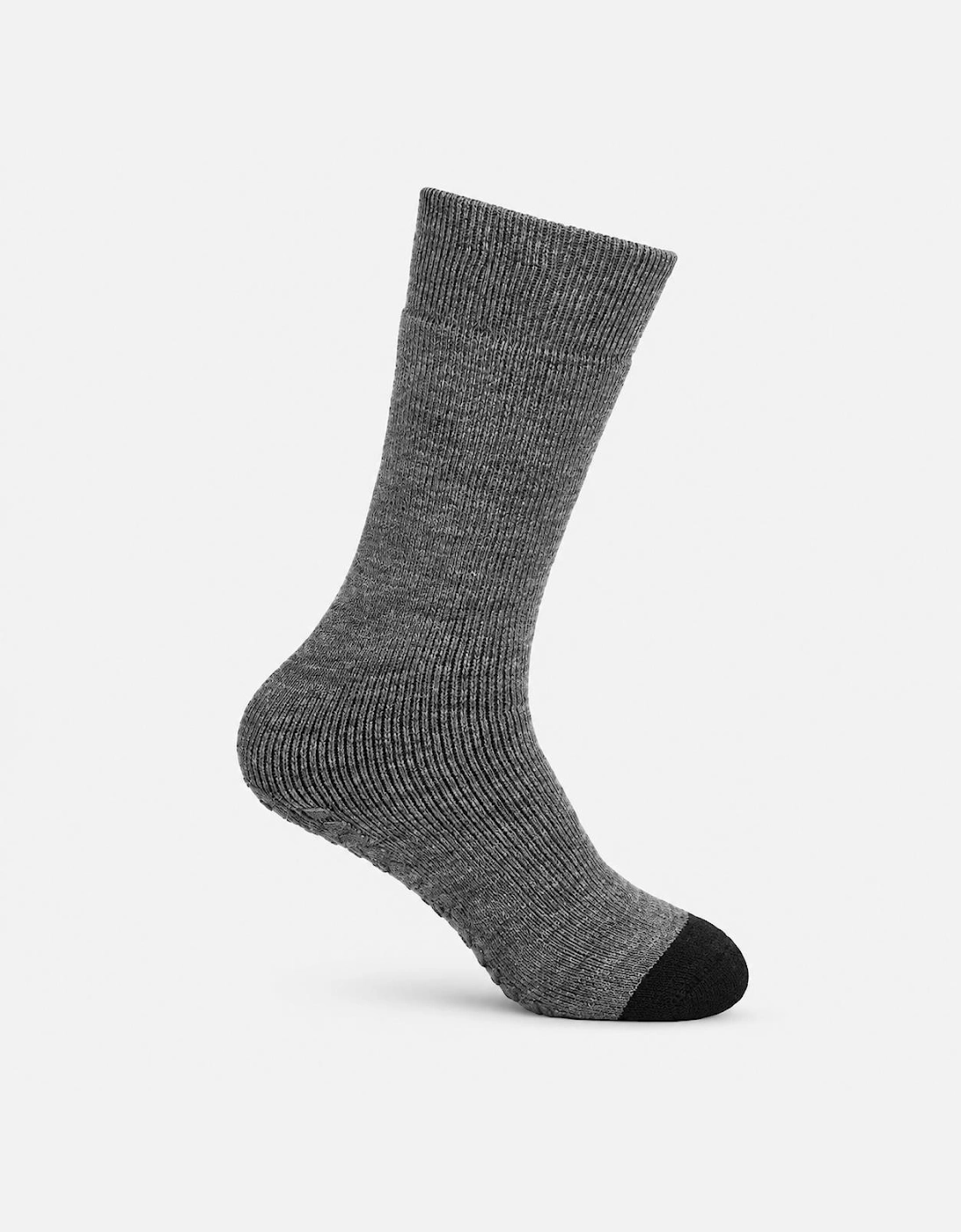 Totes Toasties THERMAL BRUSHED ORIGINAL SLIPPER SOCKS (TWIN PACK) Mens Thermal Socks Grey / Black Stripe