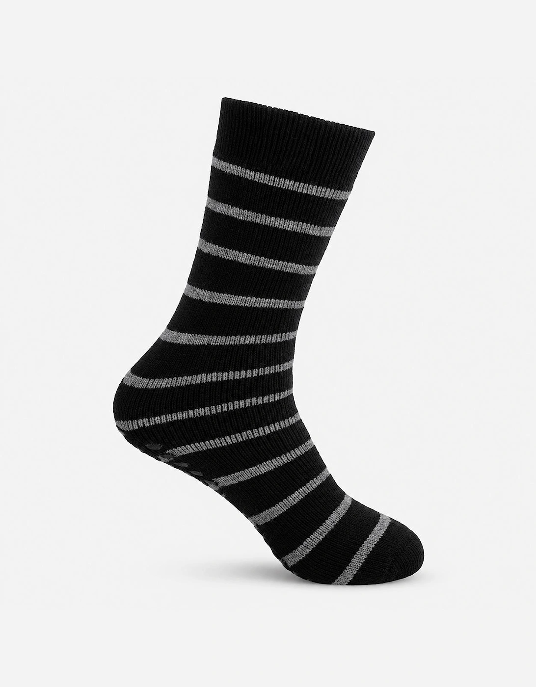 Totes Toasties THERMAL BRUSHED ORIGINAL SLIPPER SOCKS (TWIN PACK) Mens Thermal Socks Grey / Black Stripe