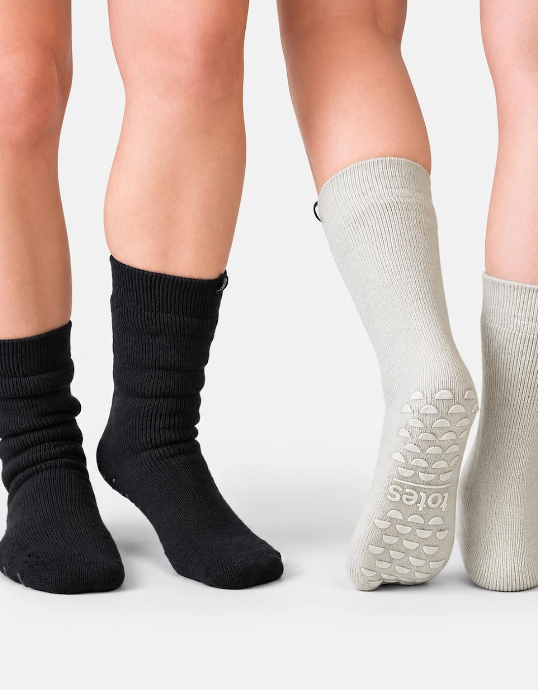 Totes Toasties THERMAL BRUSHED ORIGINAL SLIPPER SOCKS (TWIN PACK) Womens Thermal Socks Grey / Navy