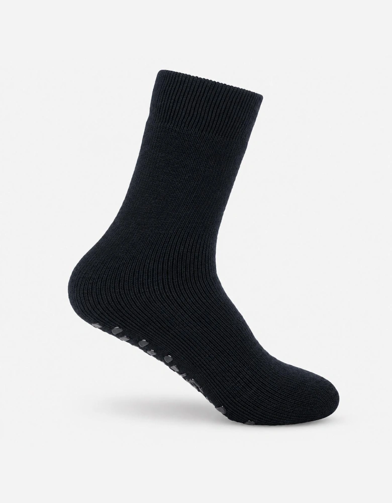 Totes Toasties THERMAL BRUSHED ORIGINAL SLIPPER SOCKS (TWIN PACK) Womens Thermal Socks Grey / Navy
