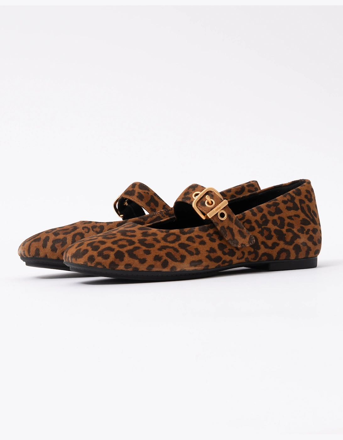 FitFlop Women's FitFlop Delicato Womens Suede Leopard Mary Janes - Tan/Black E76 - Brown