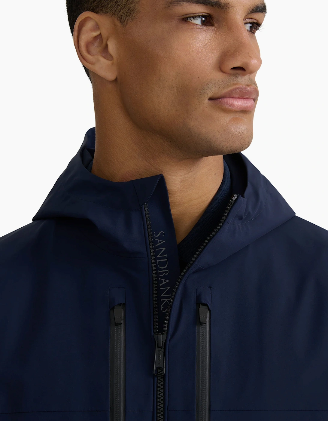 SANDBANKS STORM SHELL WATERPROOF JACKET NAVY