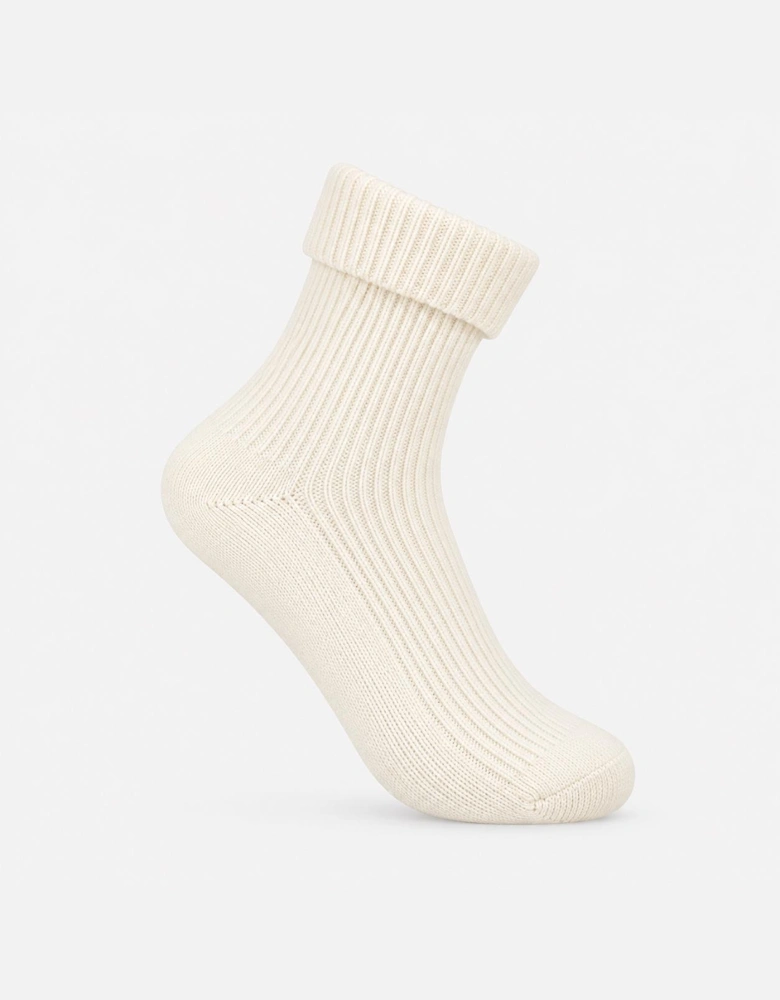 Totes Toasties 1PP CASHMERE TURN OVER TOP SOCKS Womens Ankle Socks Cream