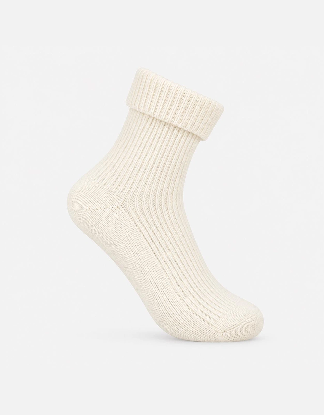 Totes Toasties 1PP CASHMERE TURN OVER TOP SOCKS Womens Ankle Socks Cream