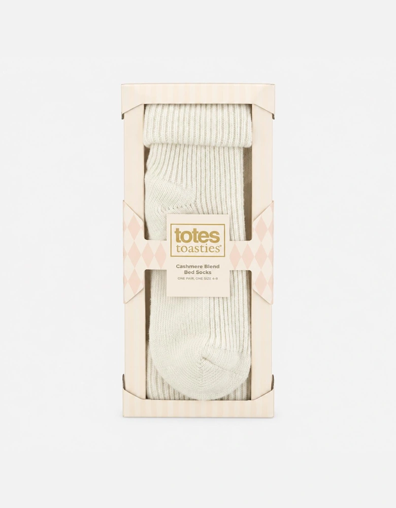 Totes Toasties 1PP CASHMERE TURN OVER TOP SOCKS Womens Ankle Socks Cream