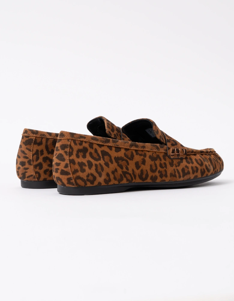 FitFlop Delicato Womens Suede Leopard Loafers - Tan/Black E76