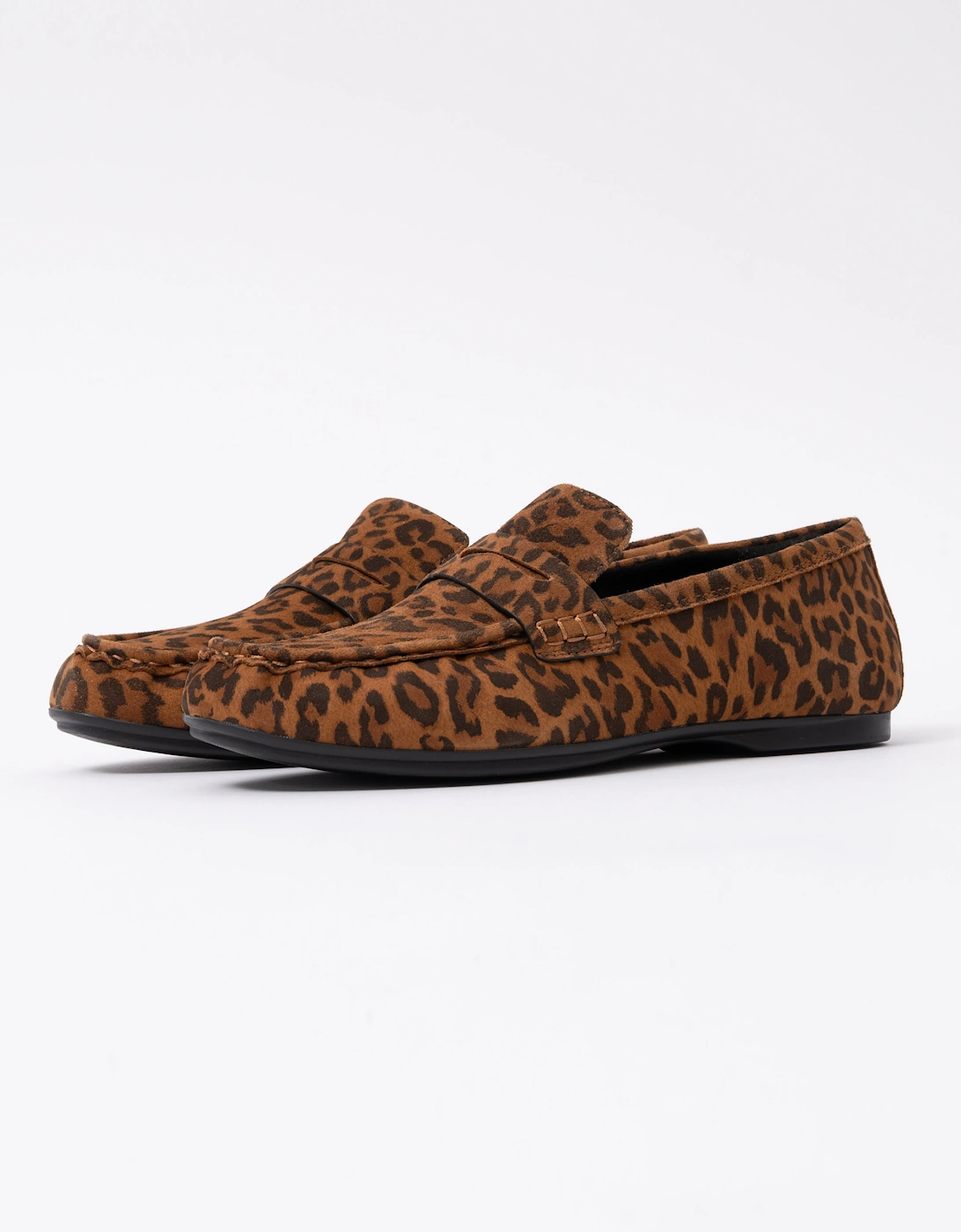 FitFlop Women's FitFlop Delicato Womens Suede Leopard Loafers - Tan/Black E76 - Brown