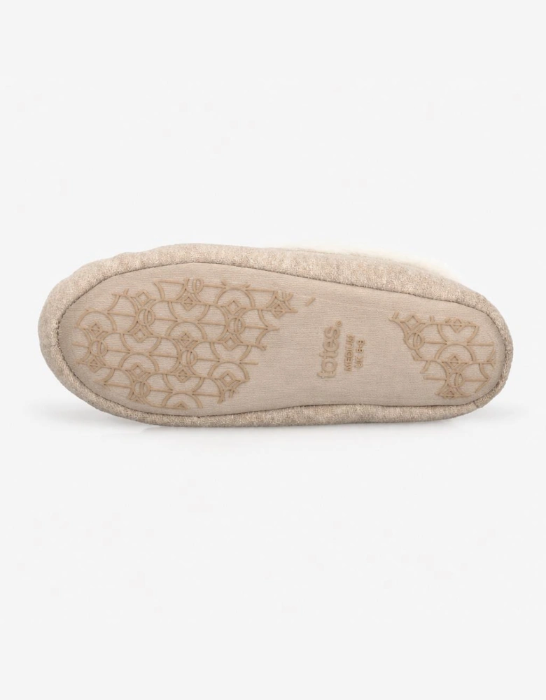 Totes Toasties VELOUR MOCCASIN SLIPPERS Womens Moccasins Taupe