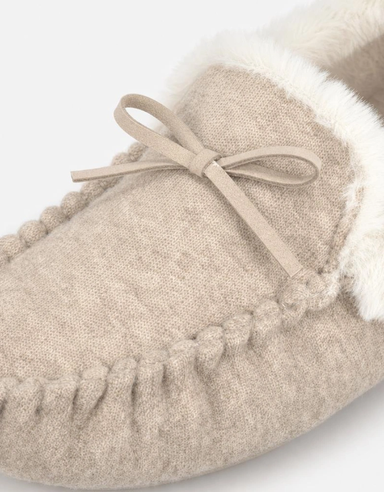 Totes Toasties VELOUR MOCCASIN SLIPPERS Womens Moccasins Taupe