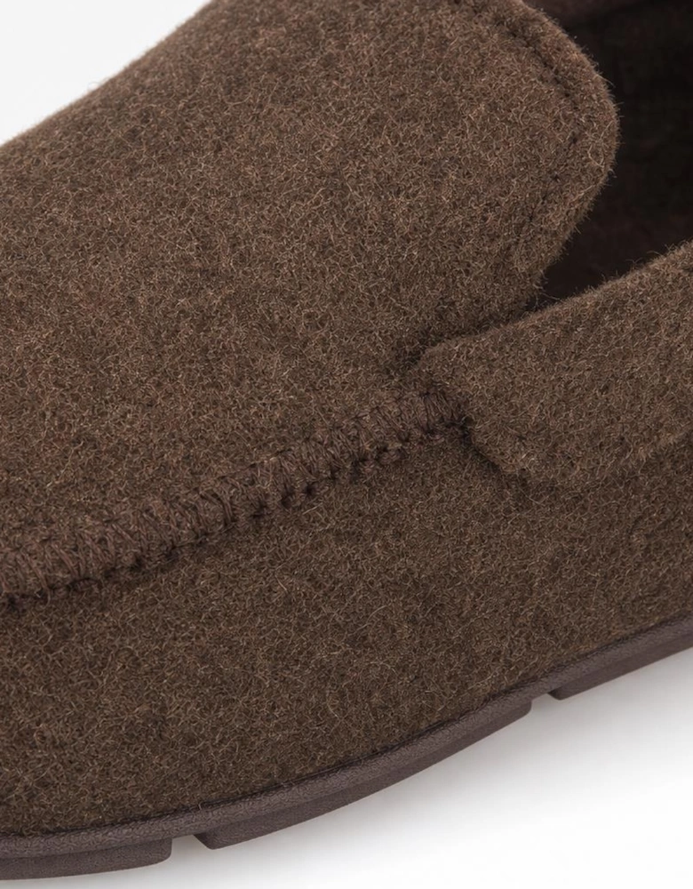 Totes Toasties FELT MOCCASIN SLIPPER WITH CHECK SOCK Mens Moccasins Brown