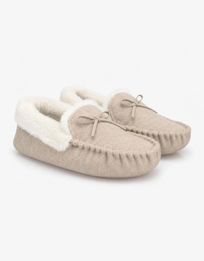 Totes Toasties VELOUR MOCCASIN SLIPPERS Womens Moccasins Taupe