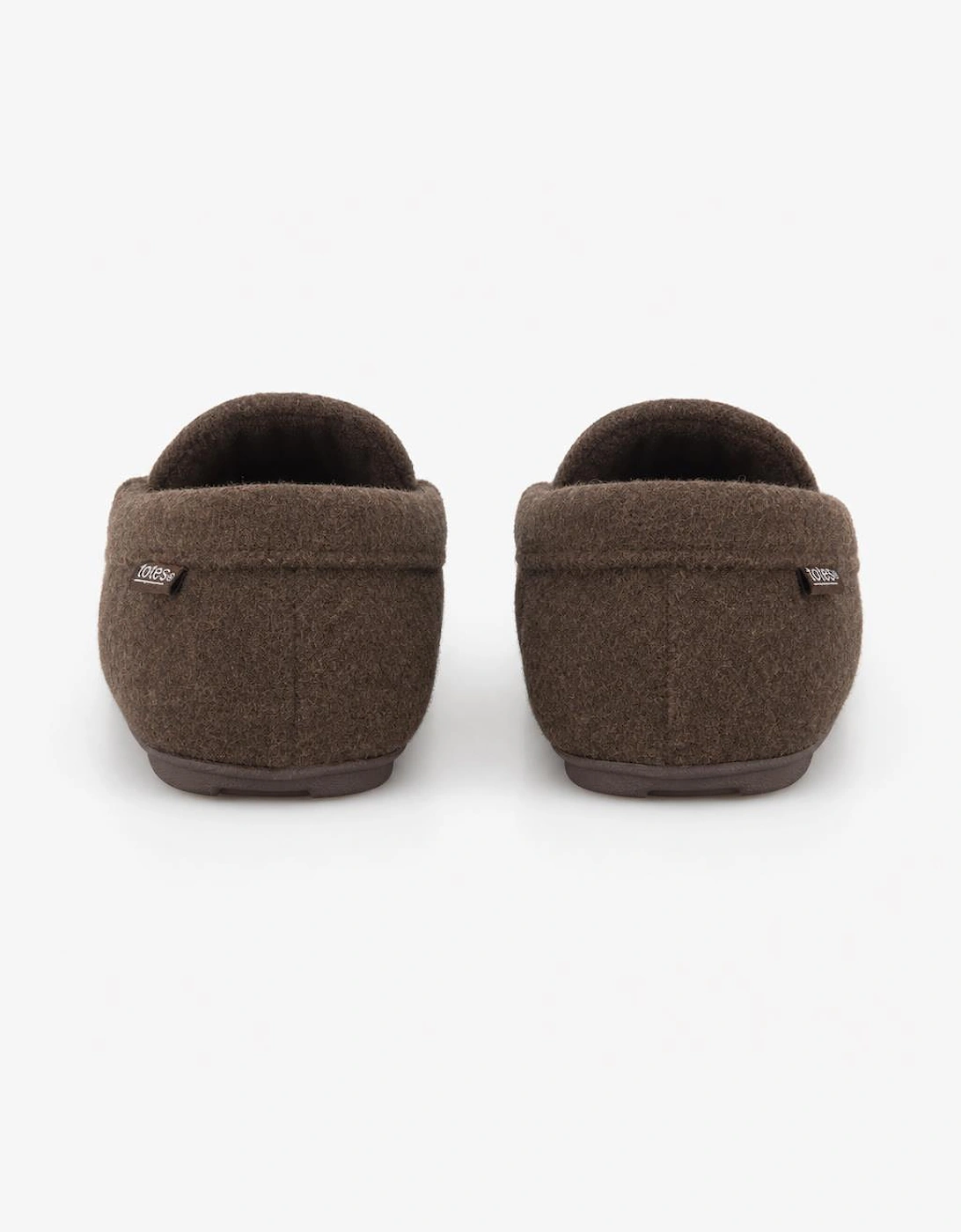 Totes Toasties FELT MOCCASIN SLIPPER WITH CHECK SOCK Mens Moccasins Brown