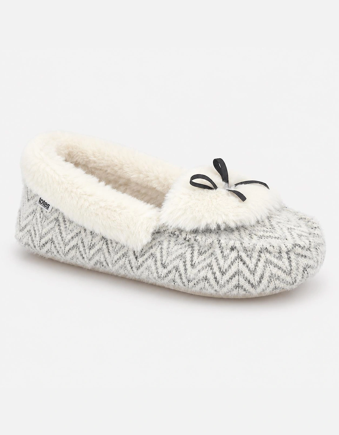 Totes Toasties SPARKLE MOCCASIN SLIPPERS Womens Moccasins Cream Multi