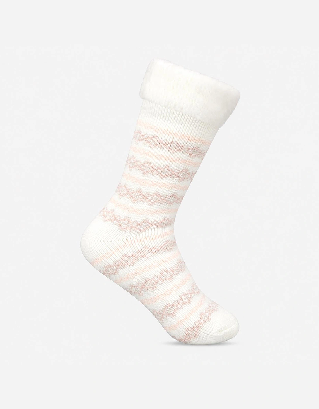 Totes Toasties PREMIUM BRUSHED THERMAL BED SOCK (TWIN PACK) Womens Bed Socks Cream / Pink