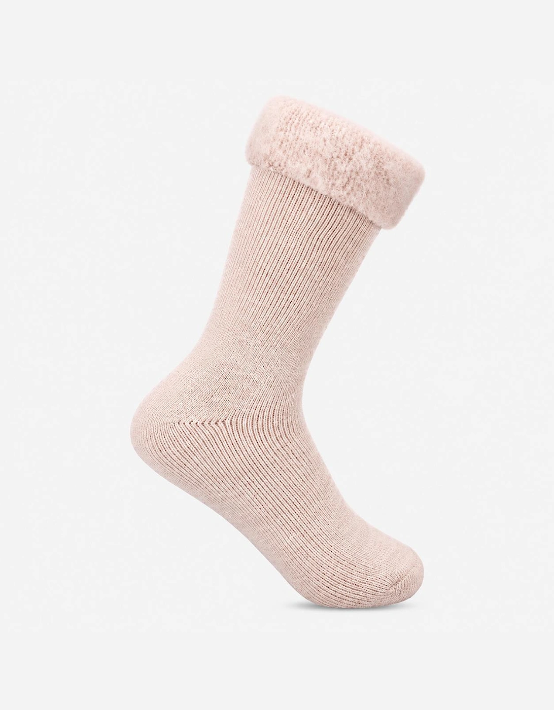 Totes Toasties PREMIUM BRUSHED THERMAL BED SOCK (TWIN PACK) Womens Bed Socks Cream / Pink