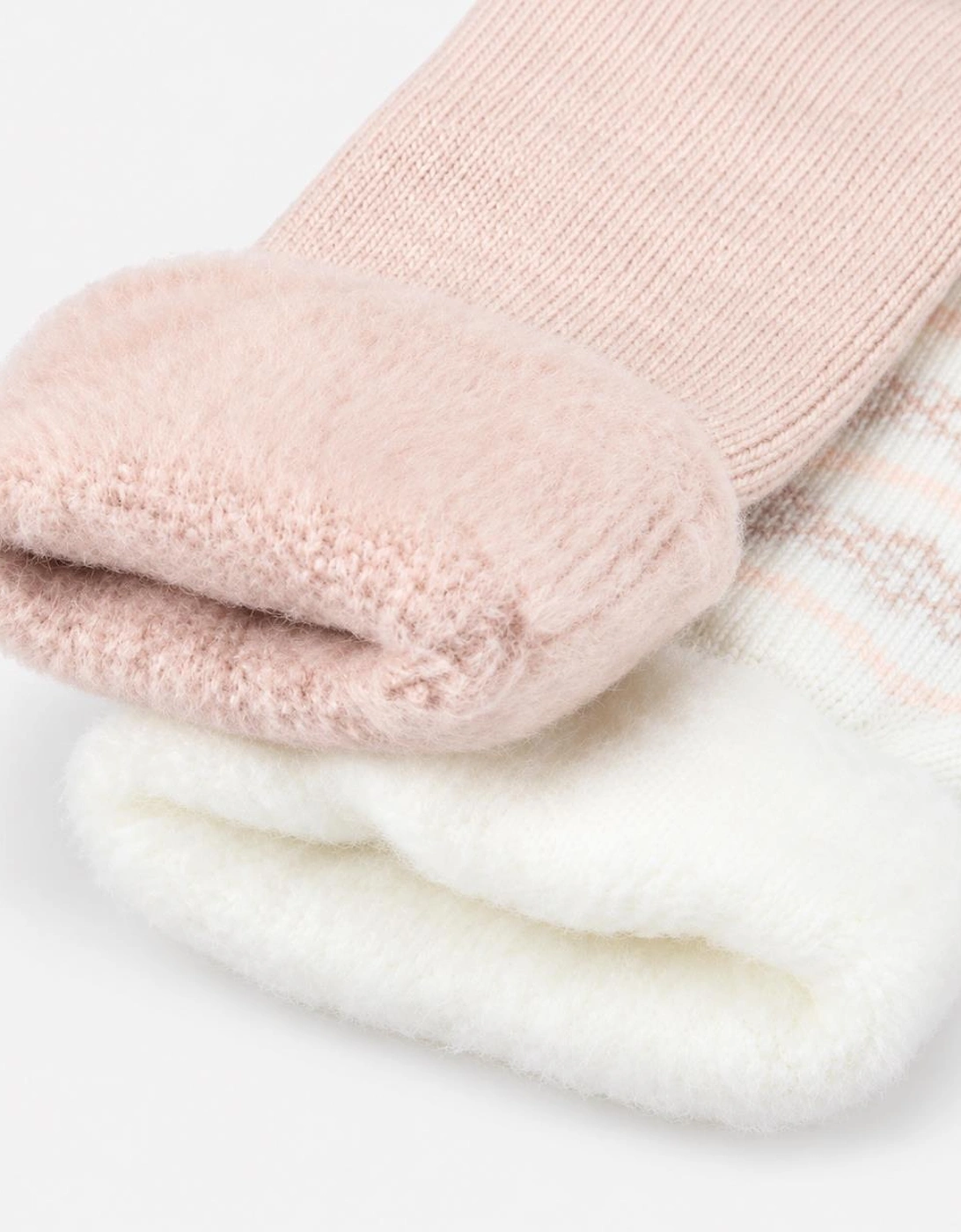 Totes Toasties PREMIUM BRUSHED THERMAL BED SOCK (TWIN PACK) Womens Bed Socks Cream / Pink