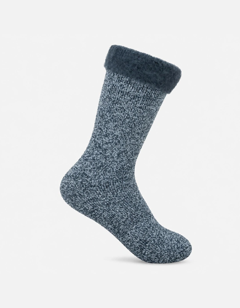 Totes Toasties PREMIUM BRUSHED THERMAL BED SOCK (TWIN PACK) Womens Bed Socks Denim / Blue