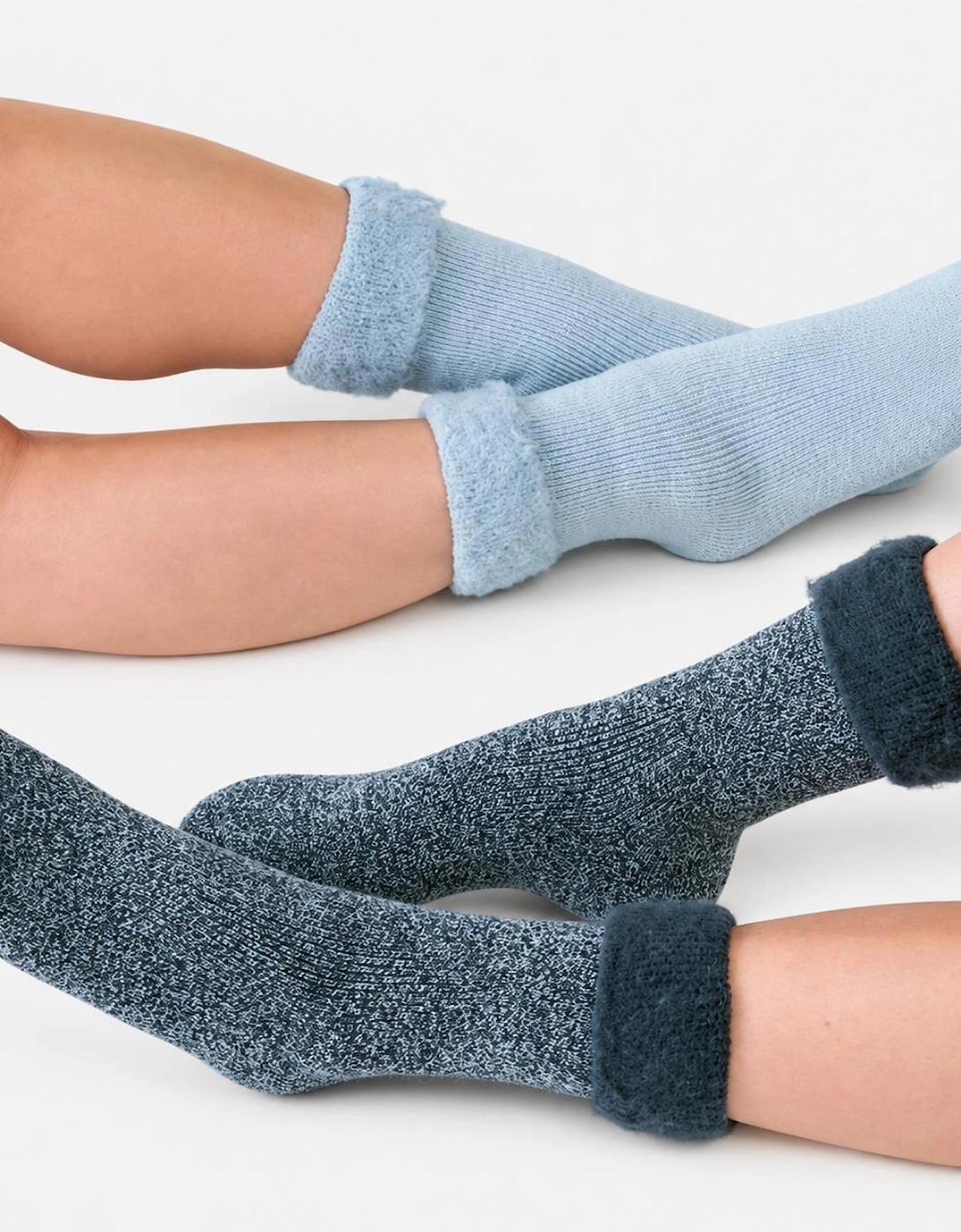 Totes Toasties PREMIUM BRUSHED THERMAL BED SOCK (TWIN PACK) Womens Bed Socks Denim / Blue