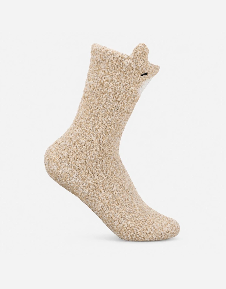 Totes Toasties BORG BEAR MINI HOT WATER BOTTLE SUPER SOFT SOCK SET Womens Slipper Socks Beige