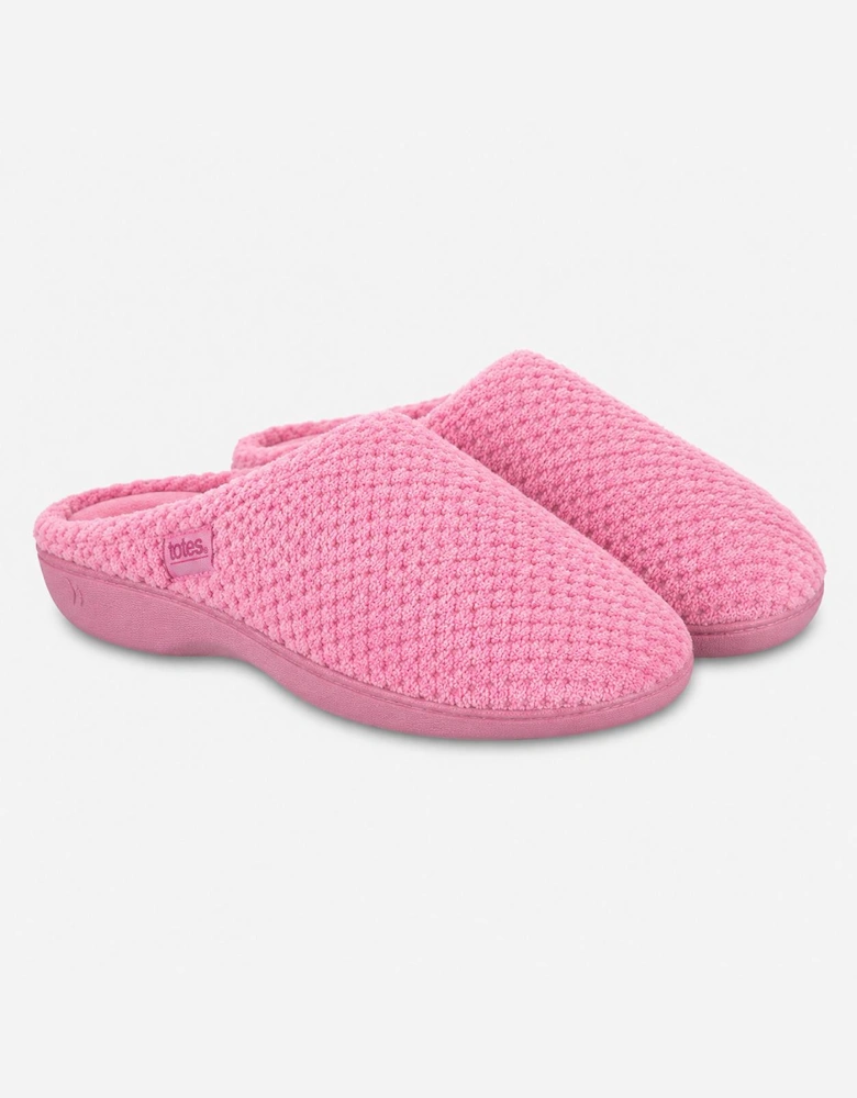 Totes Isotoner POPCORN TERRY MULE SLIPPERS Womens Mules Pink