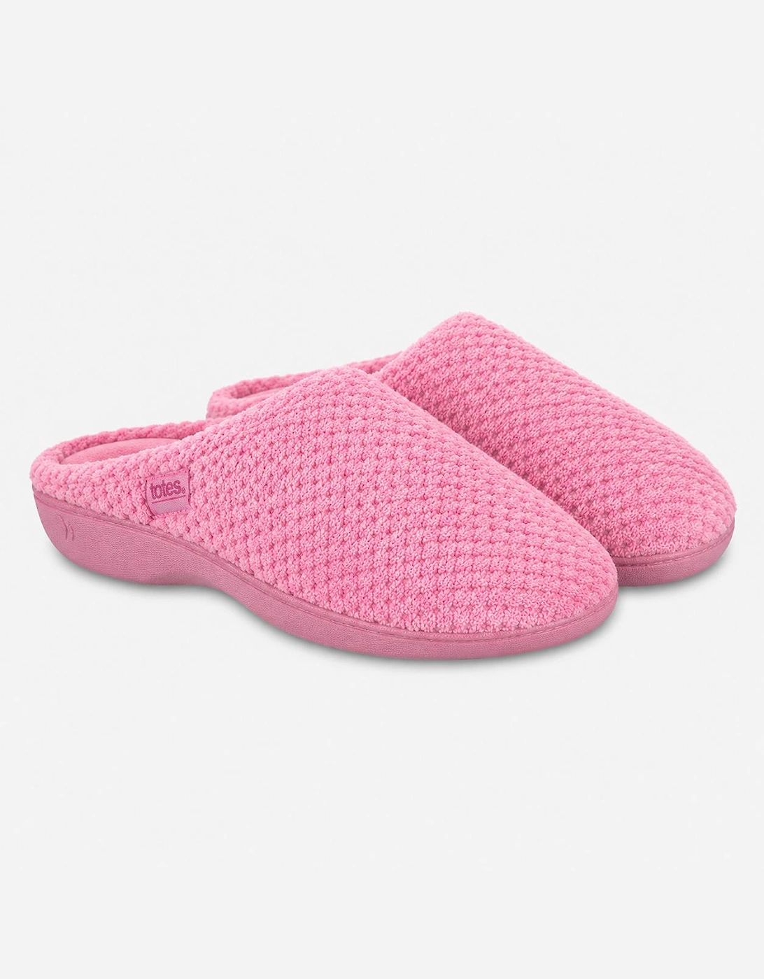 Totes Isotoner POPCORN TERRY MULE SLIPPERS Womens Mules Pink