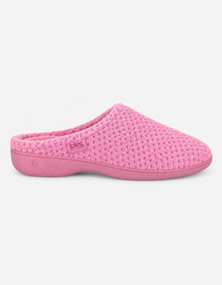 Totes Isotoner POPCORN TERRY MULE SLIPPERS Womens Mules Pink