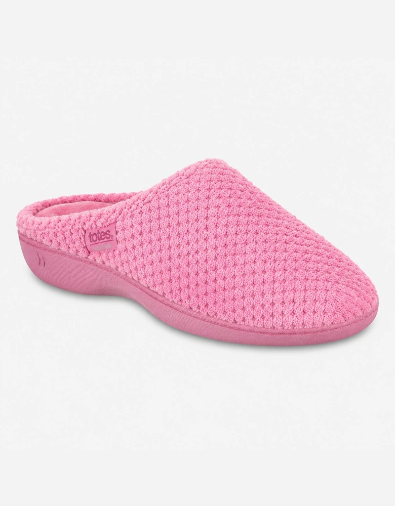 Totes Isotoner POPCORN TERRY MULE SLIPPERS Womens Mules Pink