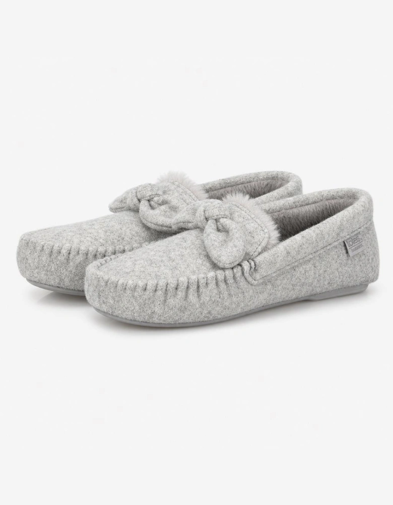 Totes Isotoner BRUSHED MARL MOCCASIN SLIPPERS Womens Moccasins Grey