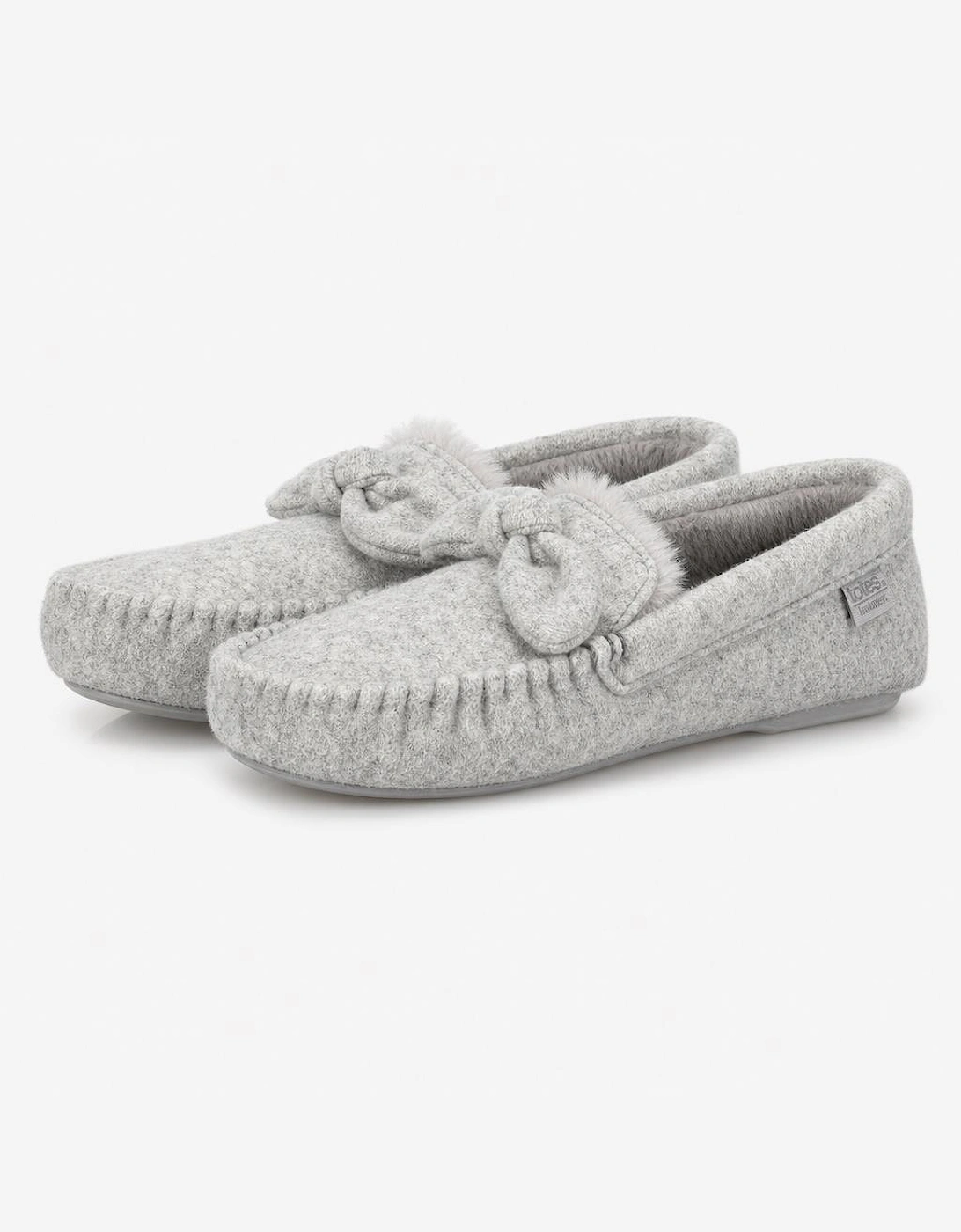 Totes Isotoner BRUSHED MARL MOCCASIN SLIPPERS Womens Moccasins Grey