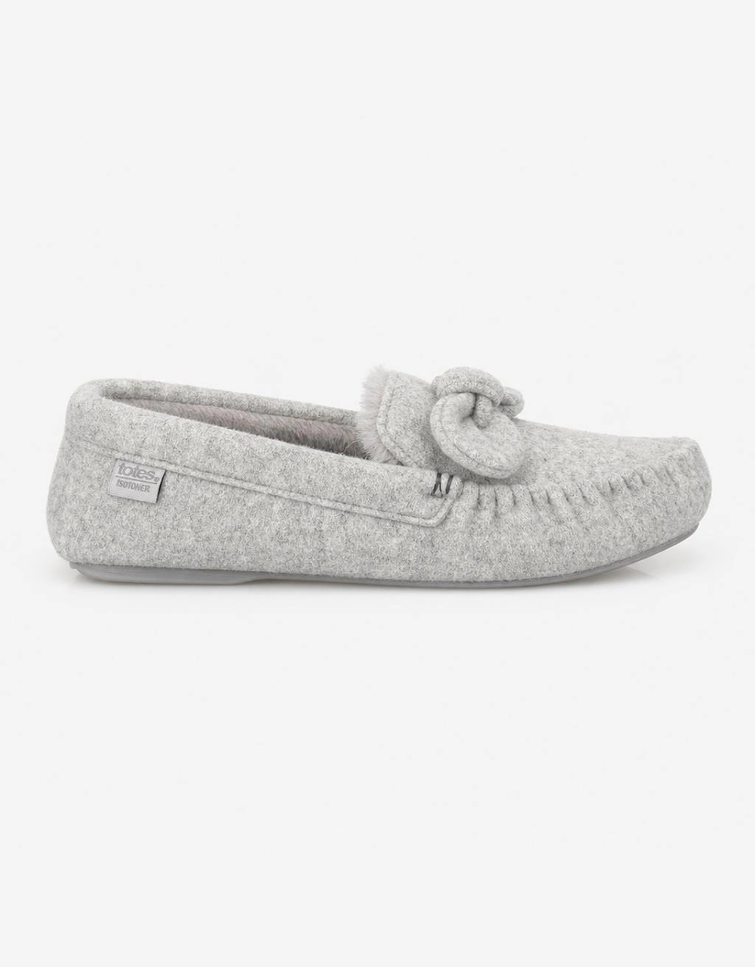 Totes Isotoner BRUSHED MARL MOCCASIN SLIPPERS Womens Moccasins Grey