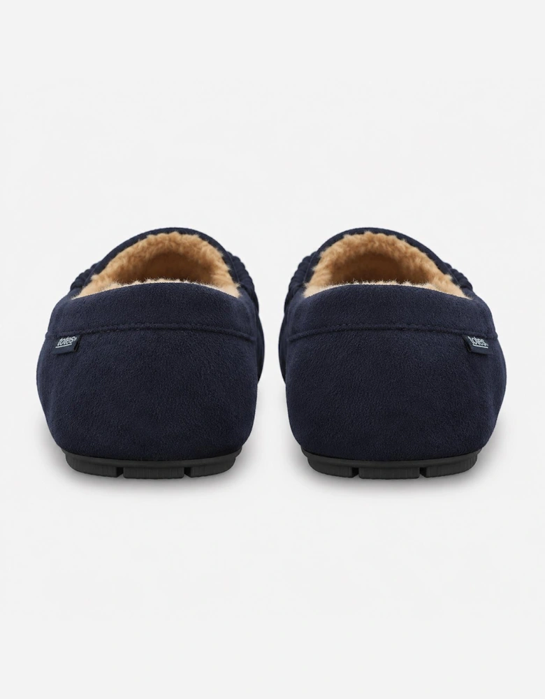 Totes Toasties SUEDETTE MOCCASIN SLIPPER Mens Moccasins Navy