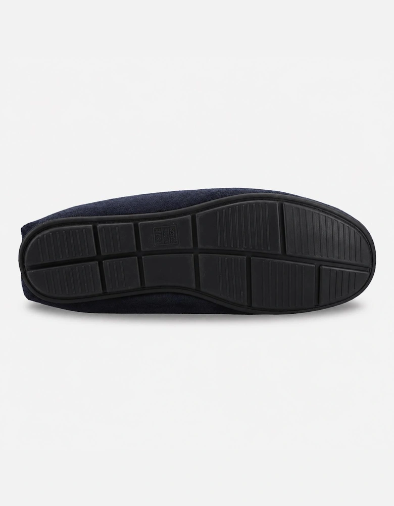 Totes Toasties SUEDETTE MOCCASIN SLIPPER Mens Moccasins Navy