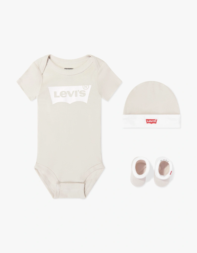 Levi's Baby Batwing Bodysuit Gift Set in Beige