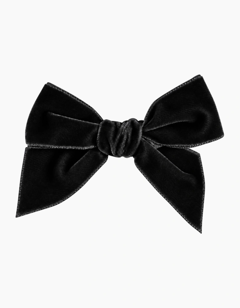 Girls Black Velvet 10cm Bow Clip