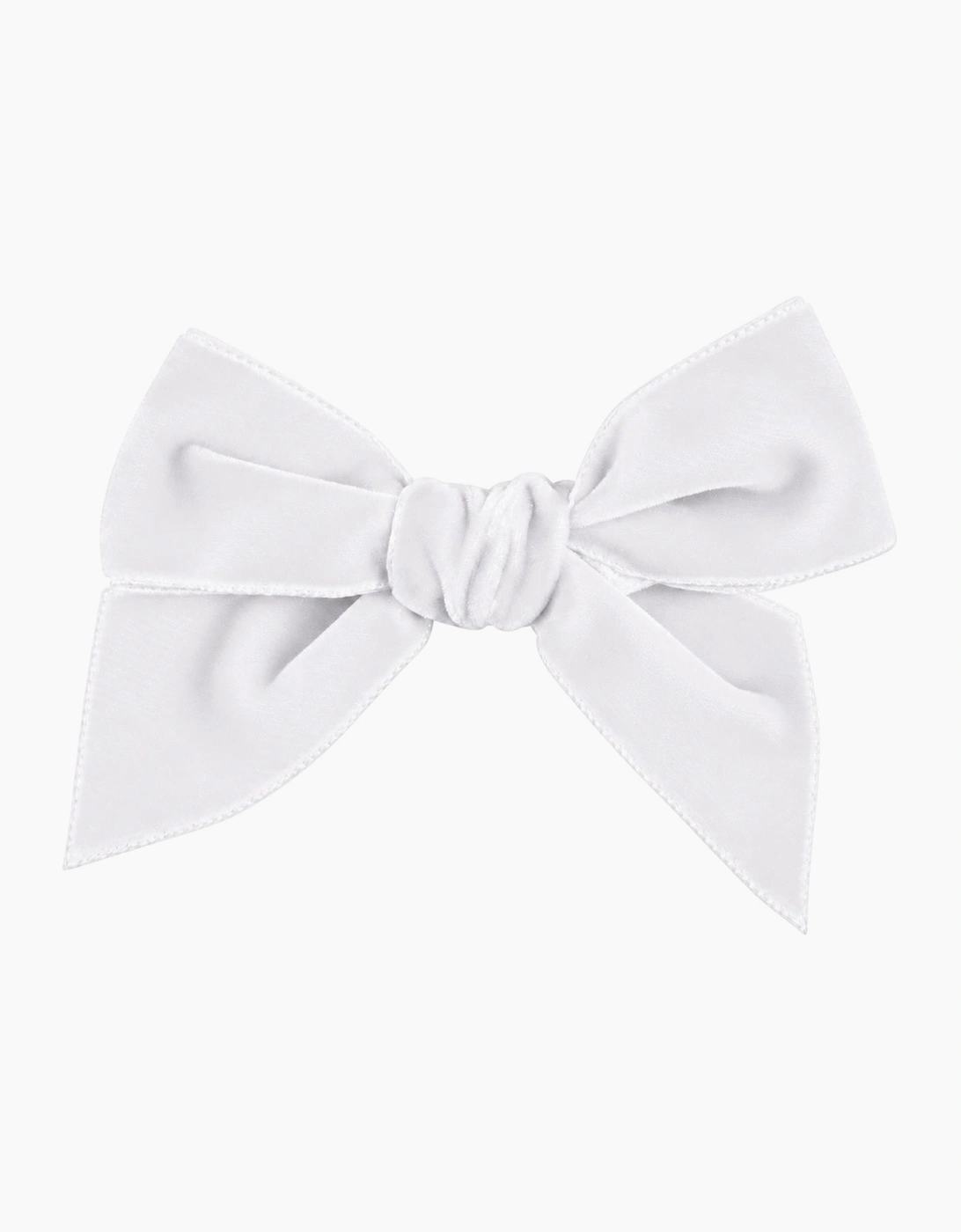 Girls White Velvet 10cm Bow Clip