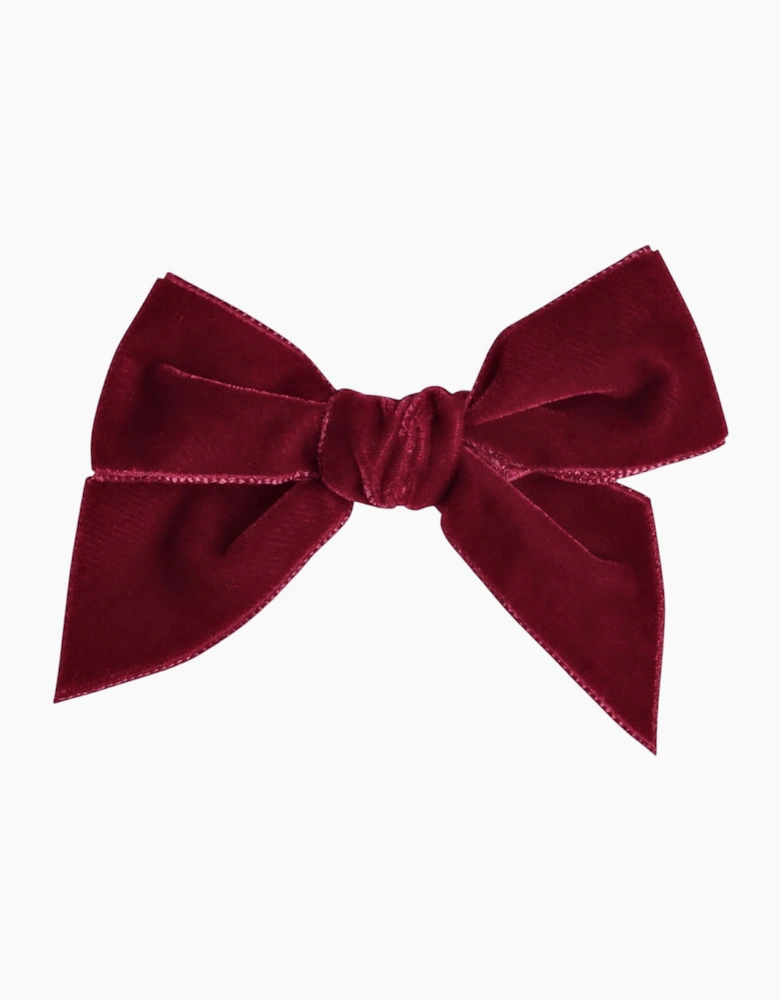 Girls Burgundy 575 Velvet 10cm Bow Clip