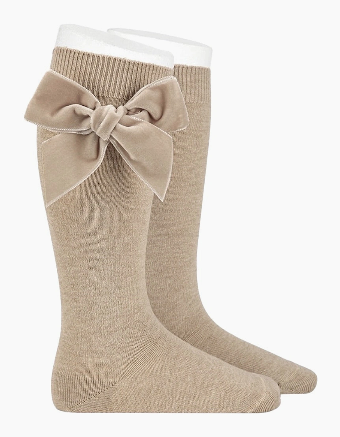 Girls Brown 316 Velvet Bow Knee Socks