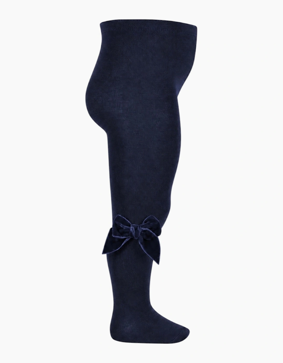 Girls Navy Velvet Bow Tights